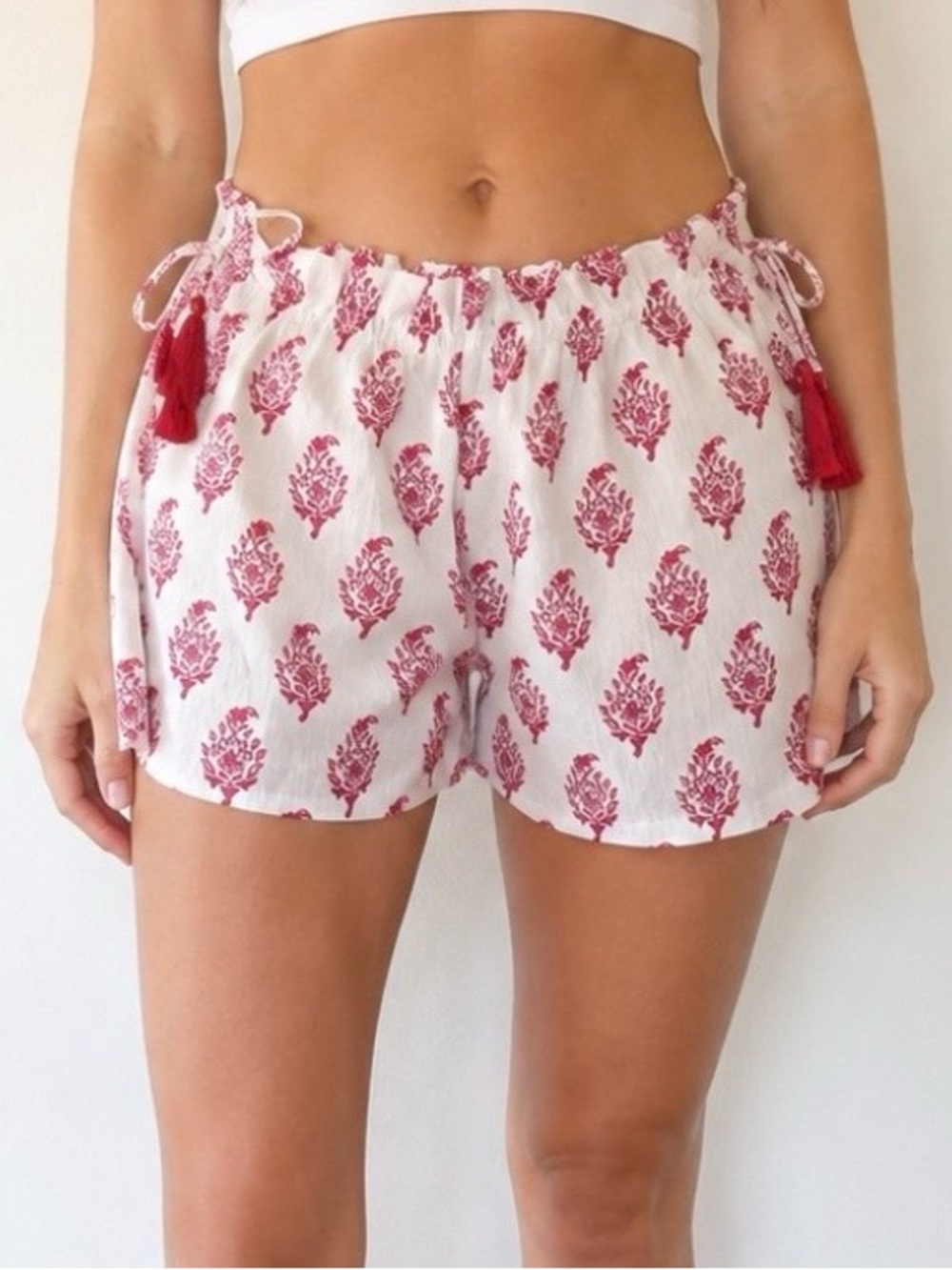 NWT Roller Rabbit Women's Bouquet Side-Tie Beach Pull-On Shorts 100% Cotton S